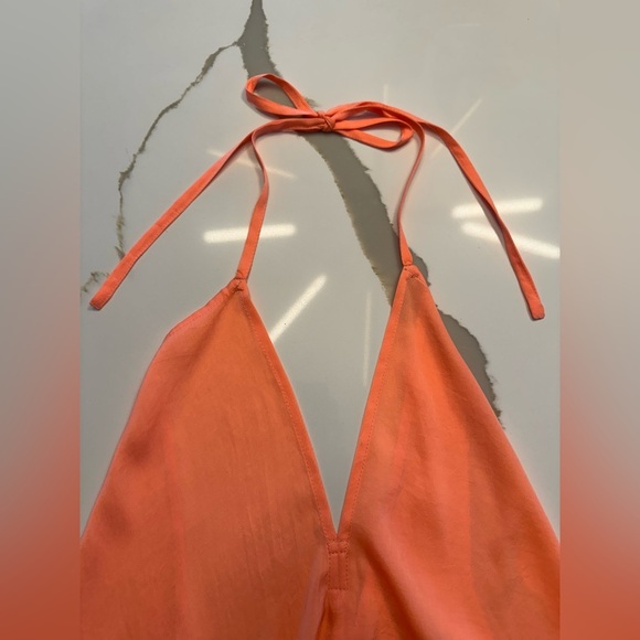 Neon Coral Swimsuit Coverup with Pom Details - Picture 8 of 8